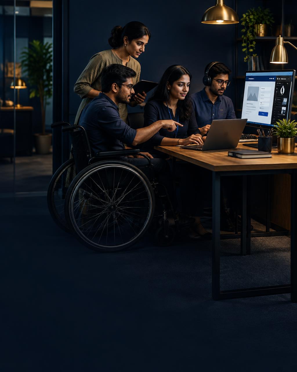 Inclusive product team testing website accessibility